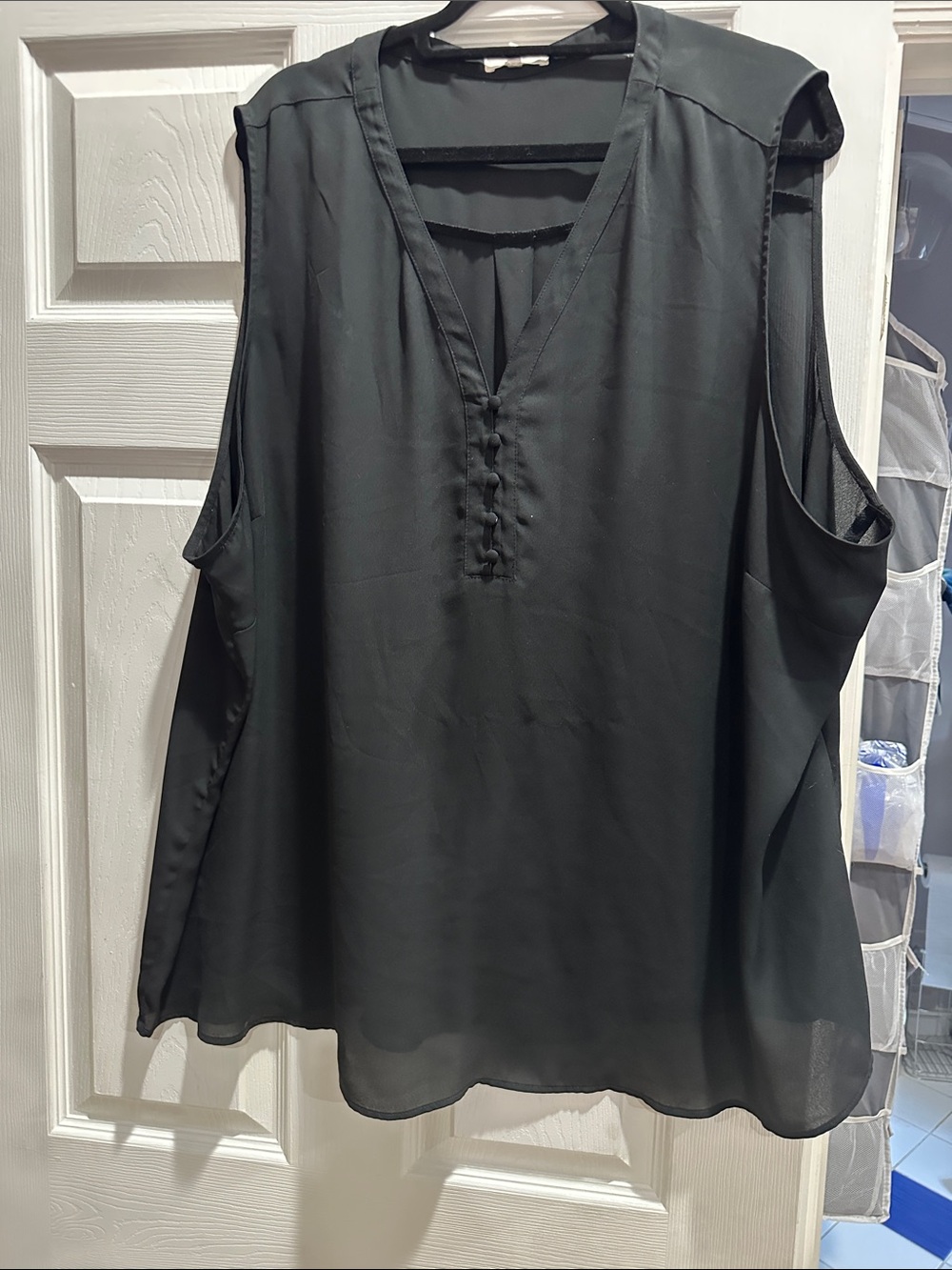 Maurices Black V-Neck Sleeveless Camisole with Front Button Placket